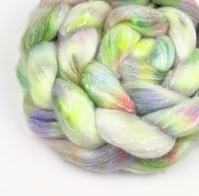 Hand Painted Top / Roving | Polwarth / Bamboo / Nylon | Electric Slide