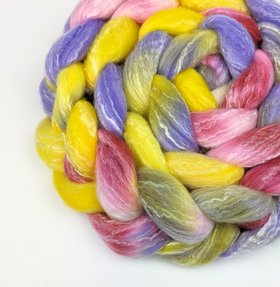 Hand Painted Top / Roving | Polwarth / Bamboo / Nylon | Sweet Tarts