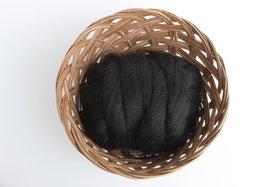 Black Baby Alpaca - Undyed Combed Top - Natural Roving - Spinning Fiber