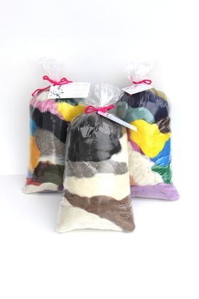 Mixed Fibers Grab Bag - Needle Felting Mix - Spinning Kit - Combed Top - Roving