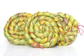 Blended Roving - Combed Top - Merino / Sari Silk / Mulberry Silk / Bamboo - Mardi Gras