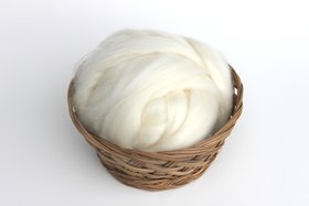 Superwash Merino / Nylon / Bamboo - Undyed Combed Top - Natural Roving - Spinning Fiber